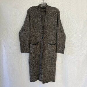 UNIQLO Charcoal Tweed Single Button Closure Long Cardigan Sweater